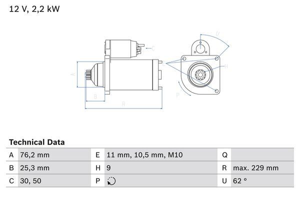 Electromotor # Vw Touareg 3.0 [7la; 7l6; 7l7] tdi motorina 211cp/155kw BUN; CASB 2006 2007 2008 2009 2010 # 0 986 024 050 # BOSCH