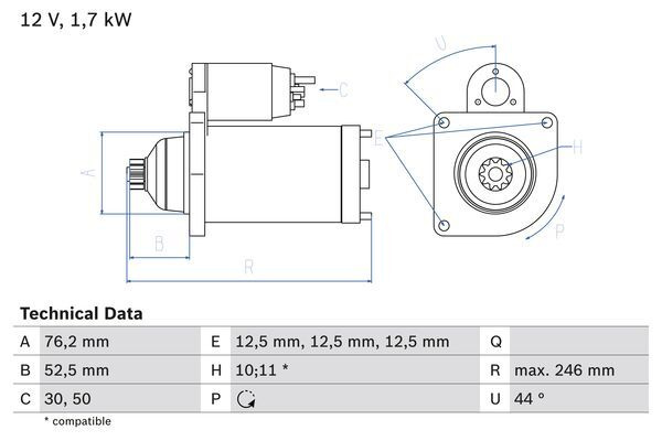 Electromotor # Vw Transporter 1.9 t5 platou / sasiu [7jd; 7je; 7jl; 7jy; 7jz; 7fd; tdi motorina 105cp/77kw AXB 2003 2004 2005 2006 2007 2008 2009 # 0 986 020 250 # BOSCH