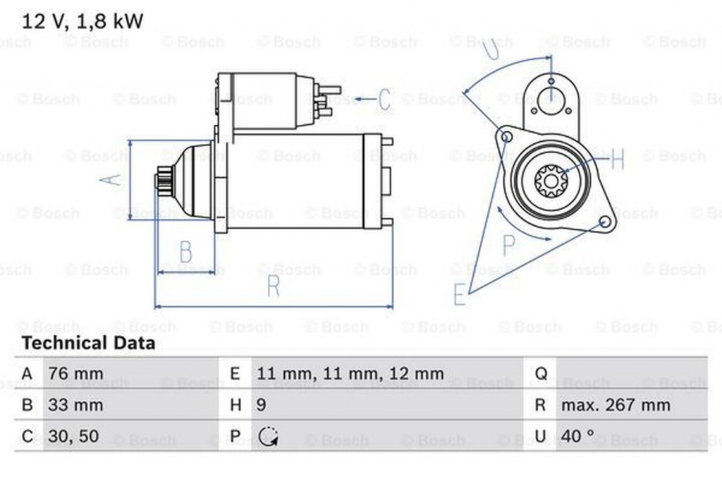 Electromotor VW TRANSPORTER IV bus 70XB 70XC 7DB 7DW 7DK BOSCH 0986015970