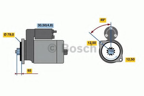 Electromotor VW TRANSPORTER Mk V platou / sasiu (7JD, 7JE, 7JL, 7JY, 7JZ, 7F (2003 - 2016) Bosch 0 001 153 009