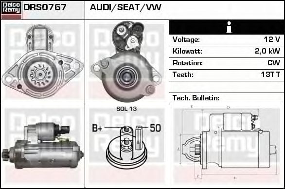 Electromotor VW TRANSPORTER V platou sasiu 7JD 7JE 7JL 7JY 7JZ 7FD DELCOREMY DRS0767