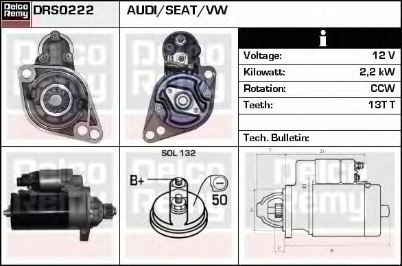 Electromotor VW TRANSPORTER V platou sasiu 7JD 7JE 7JL 7JY 7JZ 7FD DELCOREMY DRS0222