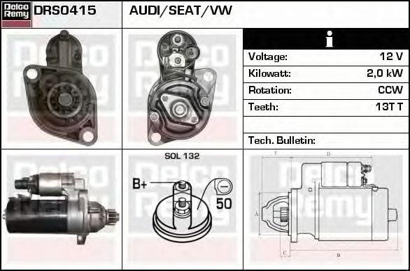 Electromotor VW TRANSPORTER V platou sasiu 7JD 7JE 7JL 7JY 7JZ 7FD DELCOREMY DRS0415