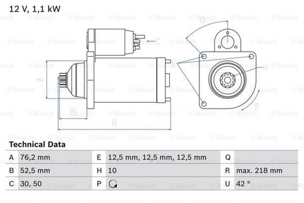 Electromotor VW TRANSPORTER V platou sasiu 7JD 7JE 7JL 7JY 7JZ 7FD BOSCH 0986020240