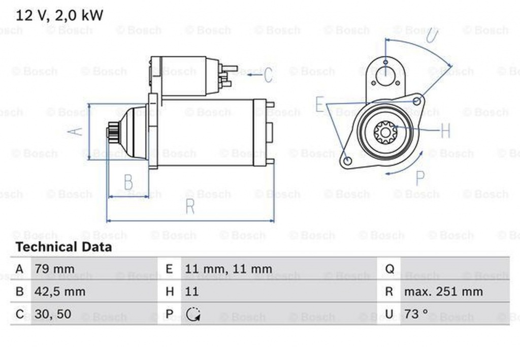 Electromotor VW TRANSPORTER V platou sasiu 7JD 7JE 7JL 7JY 7JZ 7FD BOSCH 0986025350