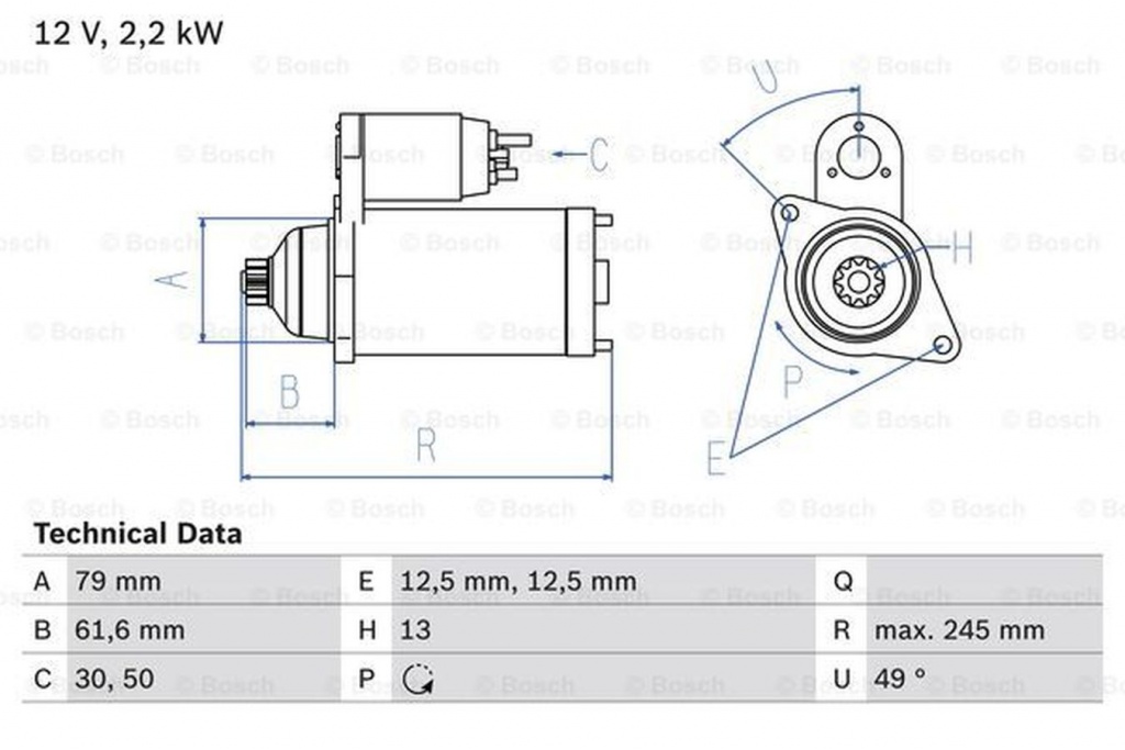 Electromotor VW TRANSPORTER V platou sasiu 7JD 7JE 7JL 7JY 7JZ 7FD BOSCH 0986025110