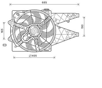 Electroventilator complet 1.6-2.0 JTD (+AC) FIAT DOBLO 2009,2010,2011,2012,2013,2014,2015,2016 cod 51833973