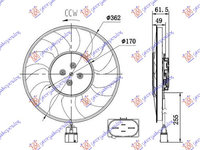 ELECTROVENTILATOR (MOTOR+CARCASA) 2.0 TFSI BNZ - 3.0-4.0 TDI - 3.0 TDI HYBRID DIESEL (370mm) (400W) (4 pins) (DR), AUDI, AUDI Q7 15-, 125106455