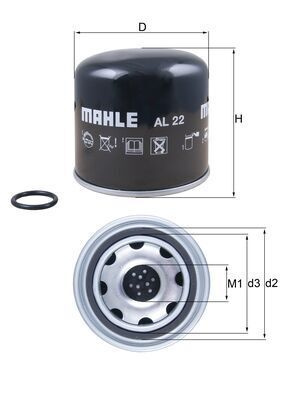 Element filtrant uscator aer, compresor MAHLE AL 2