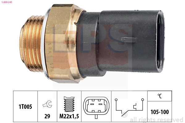 EPS Comutator temperatura, ventilator radiator 1.850.241 pentru masina OPEL KADETT E caroserie inchisa/combi (T85) 1984 1985 1986 1987 1988 1989 1990 1991 1992