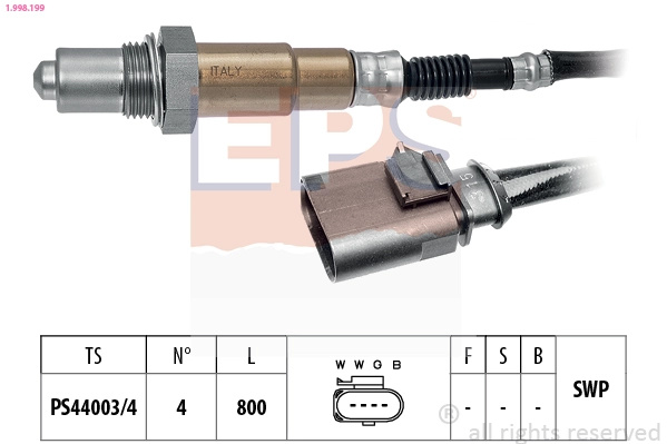 EPS Sonda Lambda 1.998.199 model VW TIGUAN (AD1, AX1) 2016 2017 2018 2019 2020 2021 2022