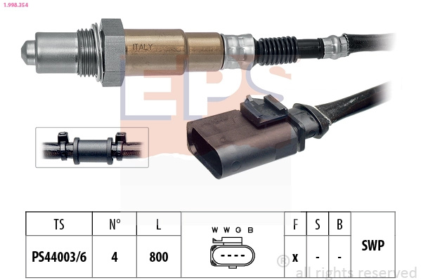 EPS Sonda Lambda 1.998.354 model VW CADDY V microbus (SBB, SBJ) 2021 2022 2023 2024