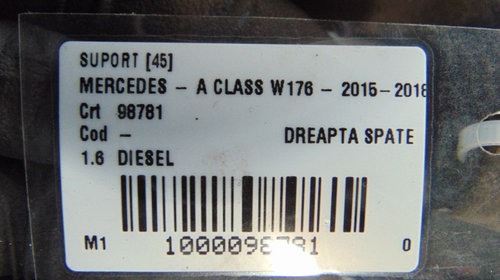 Etrier dreapta spate Mercedes A class w177 1.5 diesel 2015-2018.