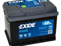 Exi baterie exide excell 60ah 540a 242x 175x175 dr - exide EB602 EXIDE