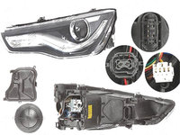Far Audi A1 (8x), 04.2010-01.2015, fata, Stanga, bi-xenon, cu LED daytime running light, D3S+LED, electric, fara motoras, fara LED controlling unit, ZKW