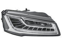 Far Audi A8 (D4/4f), 11.2013-, partea Dreapta, cu sistem iluminat in curba, cu lumina timp de zi tip LED, LED, electric, fara motor, fara unitate control LED, HELLA