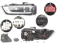 Far Audi Q3 (8u), 06.2011-02.2015, fata, Stanga, bi-xenon, cu LED daytime running light, D3S+LED+PWY24W, electric, fara LED controlling unit, cu motor, ZKW