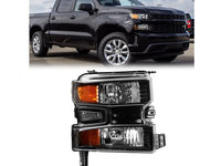 Far CHEVROLET SILVERADO, 01.2018-, partea dreapta, TYC, Tip=USA, H11+HB3+W21/5W, manual, negru, cu prize bec, Omologare: SAE, halogen, este interzisa vanzarea in: USA, modele 1500