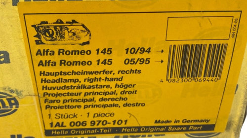 Far Dreapta ALFA ROMEO 146 (930_) [ 1994 - 2001 ], ALFA ROMEO 145 (930_) [ 1994 - 2001 ] HELLA 1AL 006 970-101 OEM 605 8793 7