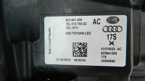 Far dreapta Bi-Xenon Led Audi A3 8V cod: 8V0941006 model 2014