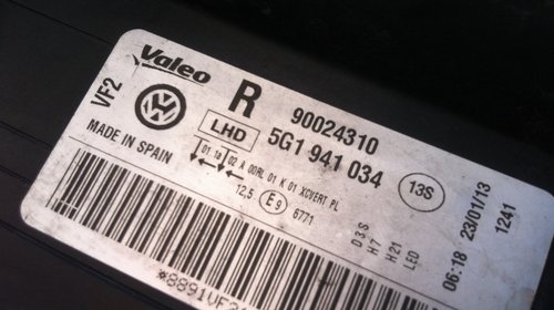 Far dreapta xenon LED VW Golf 7 din 2014 cod 5G1941034 5G1 941 034