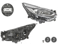 Far Ford S-Max, 10.2015-, fata, Dreapta, cu LED daytime running light, H7+H7+LED, electric, negru, cu motor, cu becuri, cu LED control unit,