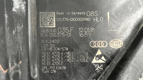 Far stanga Audi A7 RS7 4K C8 Full LED Matrix 2018+ Original Europa