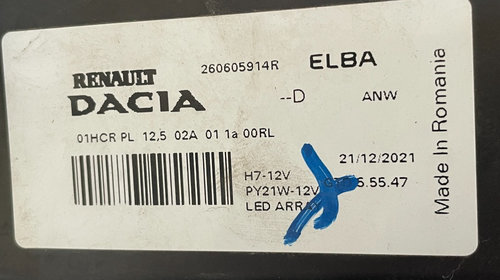 Far stanga LED Dacia Logan 3 1.0 SCe 67 de cai cod motor B4D-H4 B4DH419 an 2021 cod 260605914r