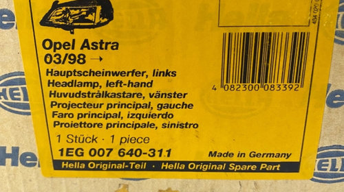 Far Stanga OPEL ASTRA G Saloon (F69_, T98) [ 1998 - 2009 ] HELLA 1EG 007 640-311 OEM 93175368