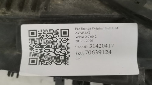 Far Stanga Original Full Led AVARIAT Volvo XC60 2 2017 2018 2019 2020 31420417