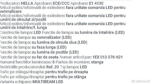 Far stanga sau dr nou Multibeam LED Hella pentru Mercedes E-CLASS (W213) E-CLASS All-Terrain (S213) E-CLASS T-