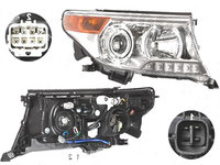 Far Toyota Land Cruiser V8 (Fj200), 01.2012-08.2015, fata, Dreapta, xenon, cu LED daytime running light, D4S+HB3+LED+WY21W, electric, fara unitate control, fara balast, cu motor, TYC