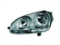 Far VW Golf 5 (Hatchback / Combi) 10.2003-05.2009 Jetta 05.2004-09.2010 TYC partea Stanga tip bec H7+H7 fumuriu cu reflector gri