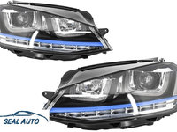 Faruri 3D LED compatibil cu VW Golf 7 VII (2012-2017) GTE Design Semnal Dinamic LED