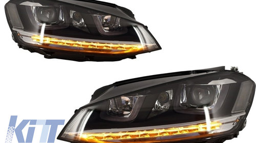 Faruri 3D LED compatibil cu VW Golf VII (2012-2017) R-Line LED Turn Light RHD