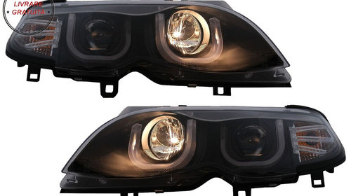 Faruri 3D U LED Angel Eyes BMW Seria 3 E46 Facelift (09.2001-03.2005) Limousine To