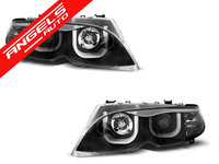 Faruri Angel Eyes 3D BMW Seria 3 E46 2001-2005 Negru