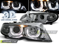 Faruri ANGEL EYES 3D Crom look compatibila BMW E46 09.01-03.05 S/T