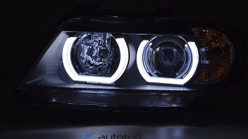 Faruri Angel Eyes 3D LED BMW Seria 3 E90/E91 (2005-2011) Black