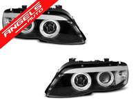 Faruri Angel Eyes CCFL BMW X5 E53 2003-2006 Negru Xenon