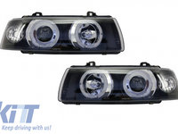 Faruri Angel Eyes compatibil cu BMW Seria 3 E36 1992-1998 Sedan/Touring Negre