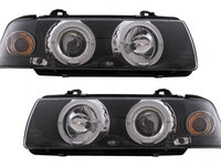 Faruri Angel Eyes compatibil cu BMW Seria 3 E36 Coupe Cabrio (1990-1999) Negre HLBME36BC