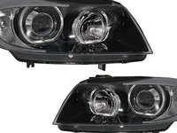 Faruri Angel Eyes compatibil cu BMW Seria 3 E90 Sedan E91 Touring (03.2005-2011) Negru LPBME4 SAN35282