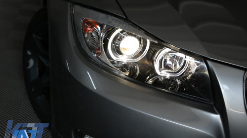 Faruri Angel Eyes compatibil cu BMW Seria 3 E90 Sedan E91 Touring (03.2005-2011) Negru