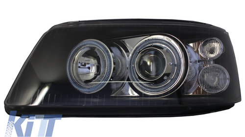 Faruri Angel Eyes compatibil cu VW Transporter T5 (2003-2009) Negru