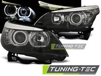 Faruri ANGEL EYES LED BLACK compatibila BMW E60/E61 03-07