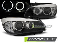 Faruri ANGEL EYES LED BLACK compatibila BMW X1 E84 10.09-07.12