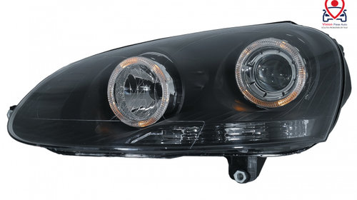 Faruri Angel Eyes Negru Tuning Volkswagen VW Golf 5 2003 2004 2005 2006 2007 2008 2009 HLVWG5B