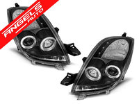 Faruri Angel Eyes Toyota Yaris 2006-2009 Negru