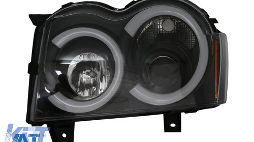 Faruri Angel Eyes TUB LED compatibil cu Jeep Grand Cherokee WK (2005-2008) Negru